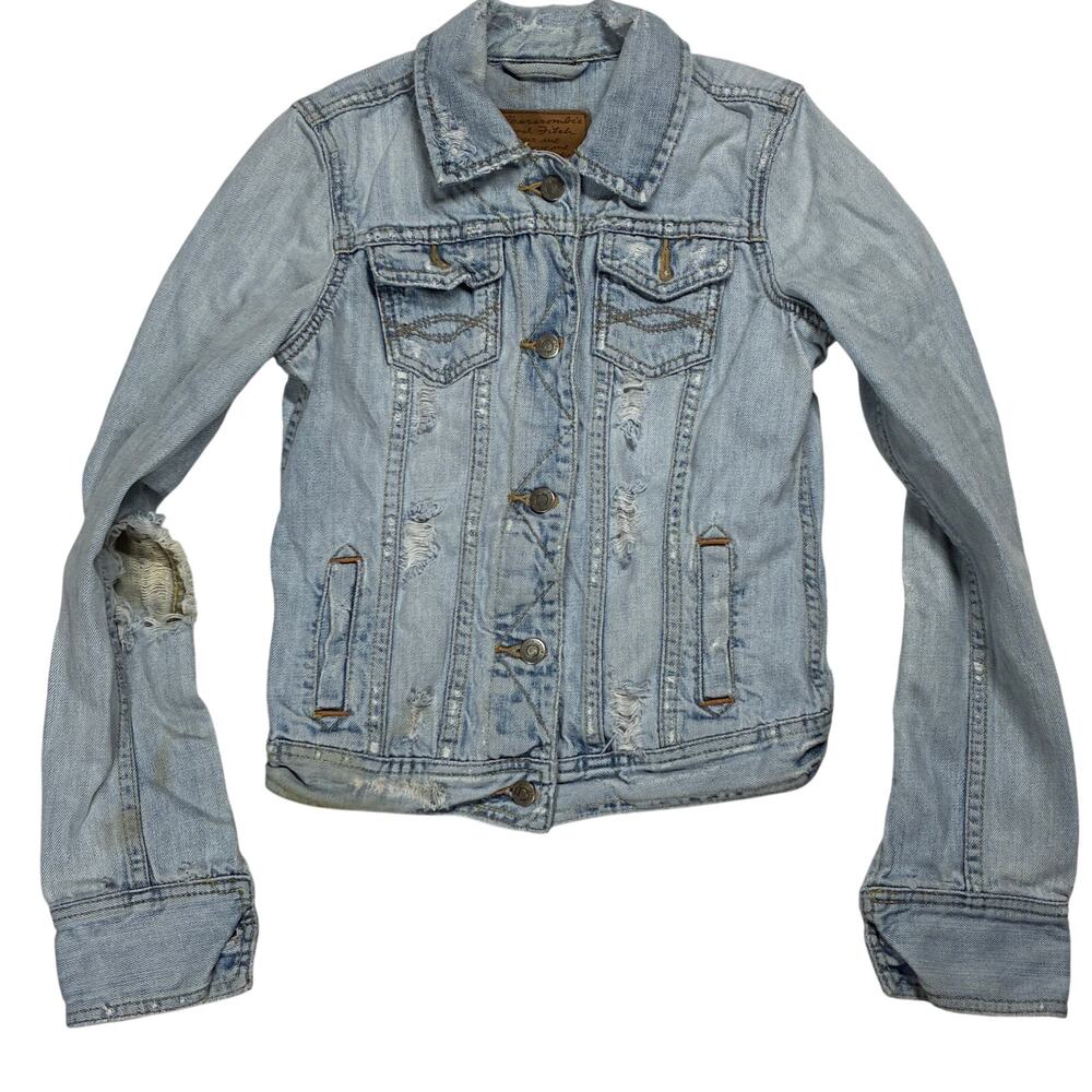 Abercrombie & Fitch Jean Jacket Womens Small Y2K Denim Light Wash Distressed